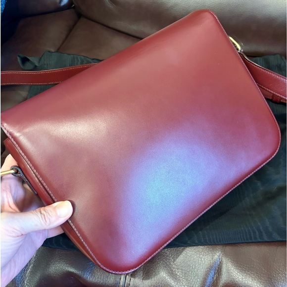 Celine triomphe classique box Medium Calfskin Dark red Wine red canvas handbag - Picture 3 of 16